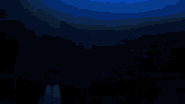 a woman with long hair is standing in a dark blue room