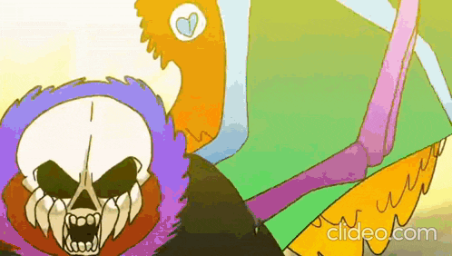 a cartoon drawing of a skeleton with sharp teeth .