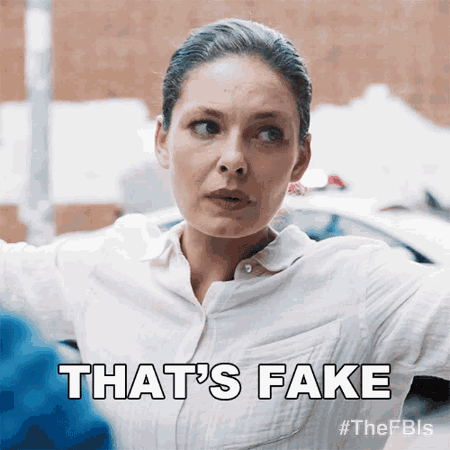 a woman says that 's fake in a gif