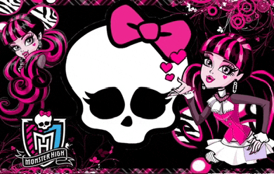 draculaura from monster high with a skull and hearts