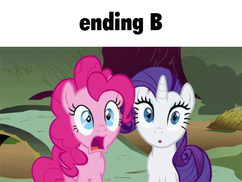 pinkie pie and rarity are standing next to each other with the caption ending b
