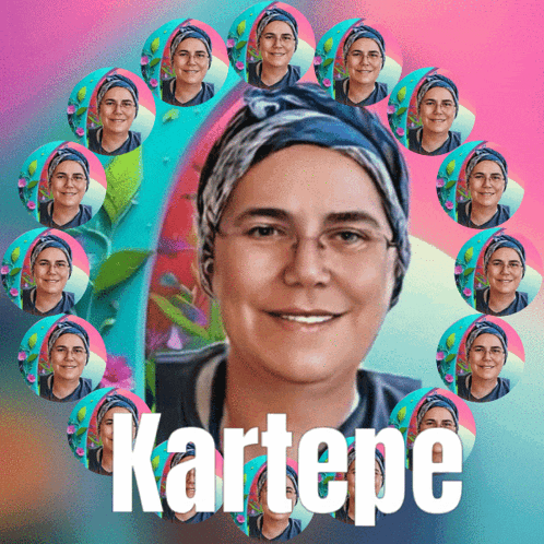 a collage of portraits of a woman with the name kartepe