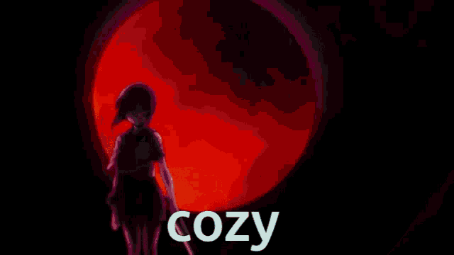 a pixel art of a girl with the word cozy on the bottom right