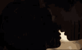 a man and a woman are kissing in a dark room in a bedroom .