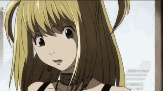 a girl with blonde hair is wearing a choker