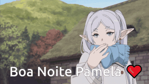 a cartoon of a girl with a scarf around her neck and the words boa noite pamela