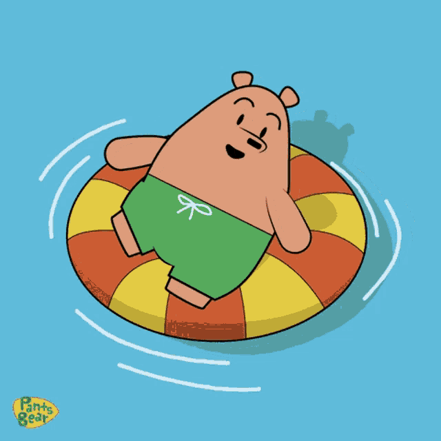 a cartoon of a bear in a life preserver with the words pants bear on the bottom right