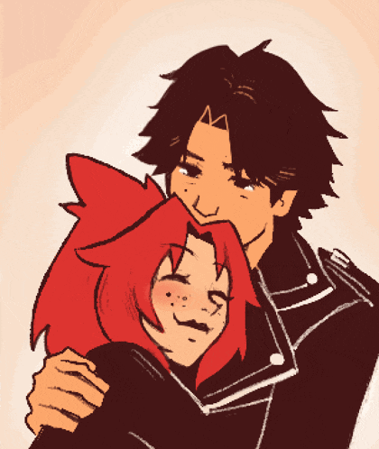 a drawing of a man and a woman hugging each other