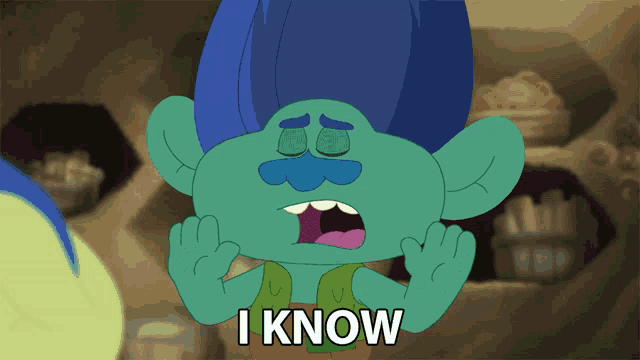 a cartoon troll says i know in a cave