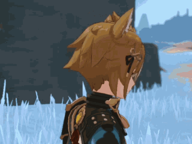a close up of a person 's head with a cat ear on it
