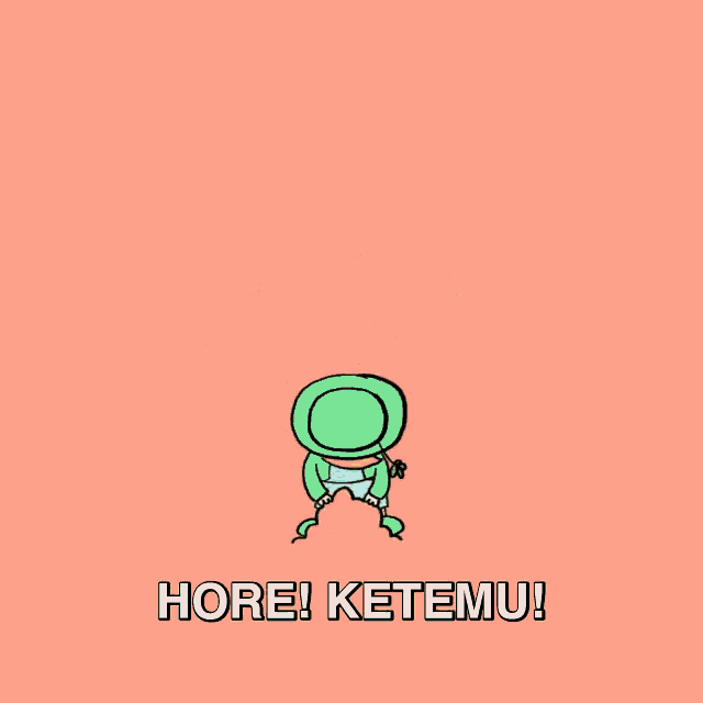 a cartoon of a leprechaun surrounded by hearts and a rainbow and the words " hor ! ketemu " below him