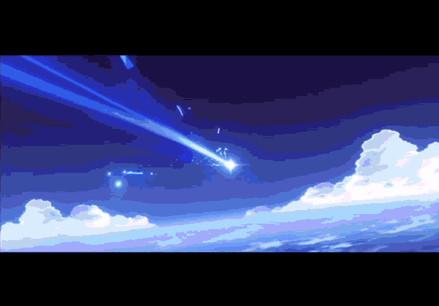 a blue light is coming from the sky