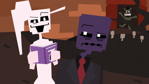 a cartoon of a man in a suit and tie holding a book with the letter t on the cover