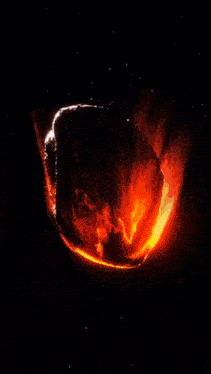 a large asteroid is coming towards the earth with a bright orange glow