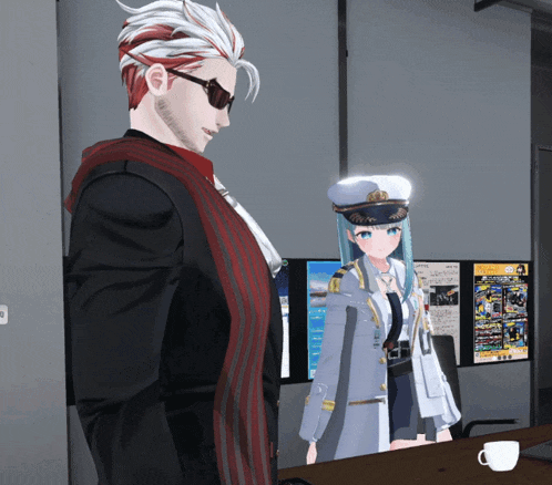 a man and a girl are standing next to each other in a video game
