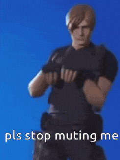 a blurry picture of a man with the words " pls stop muting me "