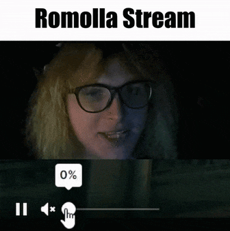 a screen shot of a woman wearing glasses and the words romolla stream