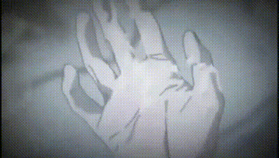 a black and white drawing of two hands reaching out towards each other
