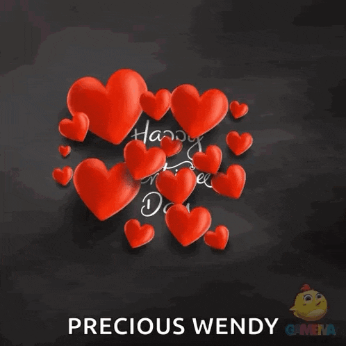a valentine 's day greeting card with red hearts and the name precious wendy