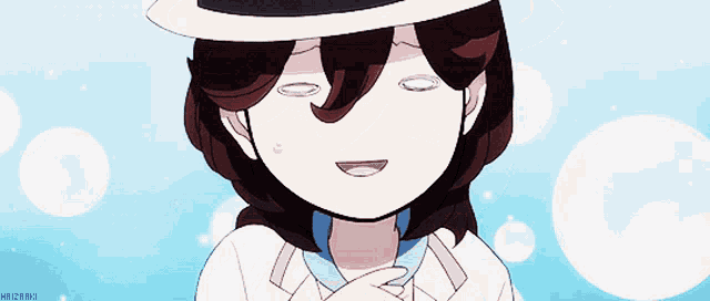 a close up of a person 's face with bubbles in the background and a watermark that says hm2m8i