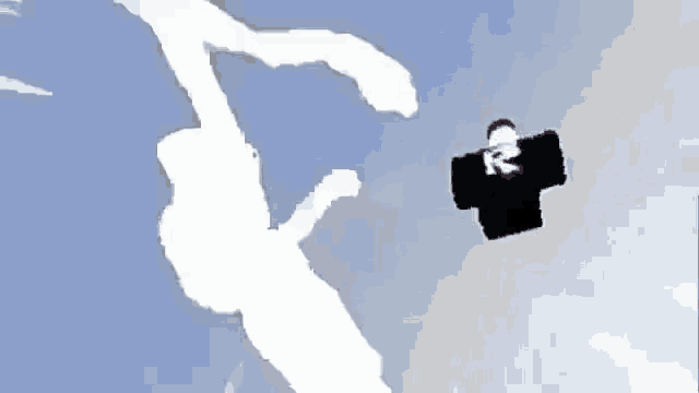 a person in a black shirt is flying through the air in a cloudy sky .
