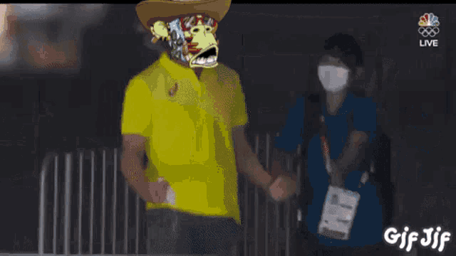 a gif of a man wearing a cowboy hat is being displayed on a screen