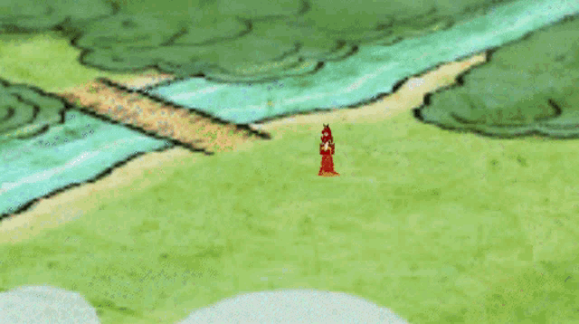 a cartoon drawing of a woman warrior standing in the grass