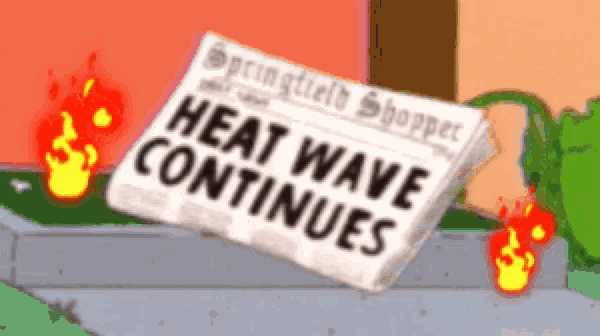 a newspaper with the headline heat wave continues