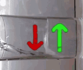 a red arrow is pointing down and a green arrow points up
