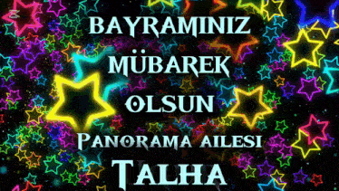 a sign that says bayraminiz mubarak olsun panorama ailesi talha