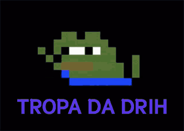 a pixelated frog with the words tropa da drih on the bottom