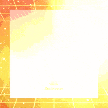a budweiser advertisement with a rainbow background