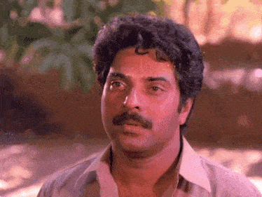 a man with a mustache looks at the camera with a serious look on his face