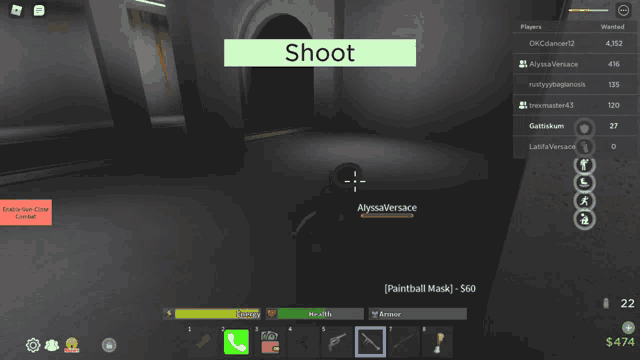 a screenshot of a video game that says shoot on the top