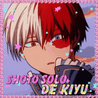 a picture of a boy with red and white hair and the words shoto solo de kyu