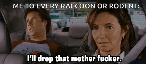 a man and a woman are sitting in a car and the woman says i 'll drop that mother fucker