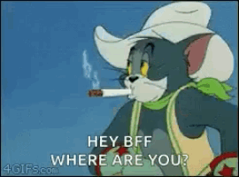 a cartoon of tom wearing a cowboy hat smoking a cigarette