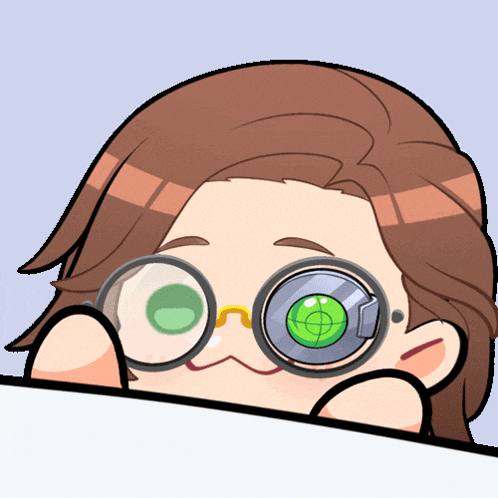 a cartoon drawing of a person wearing glasses with a target in the eye