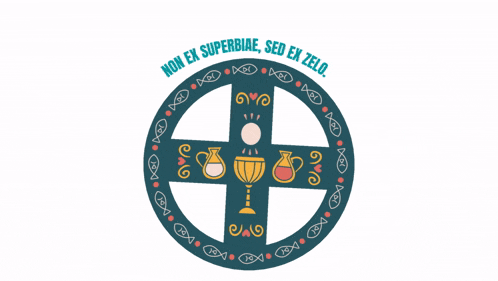 a cross in a circle with the words non ex superbiae sed ex zelo