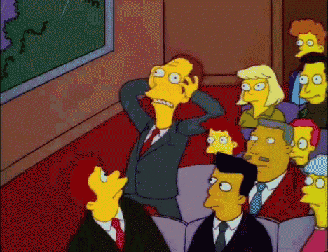 a group of cartoon characters are watching a presentation