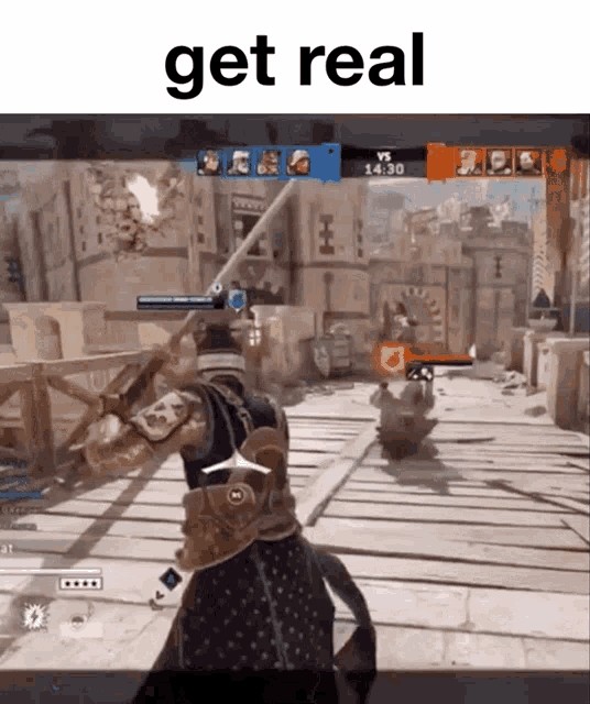 a screenshot of a video game with the words get real on top