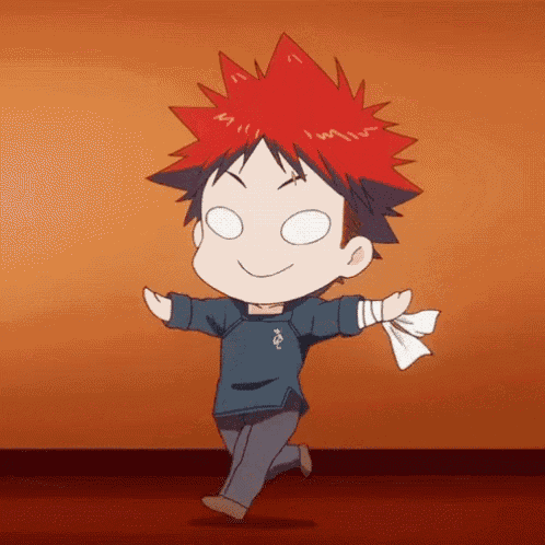 a cartoon character with red hair and a bandage on his arm is dancing .