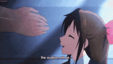 a girl with a pink bow on her head says the audition will be-