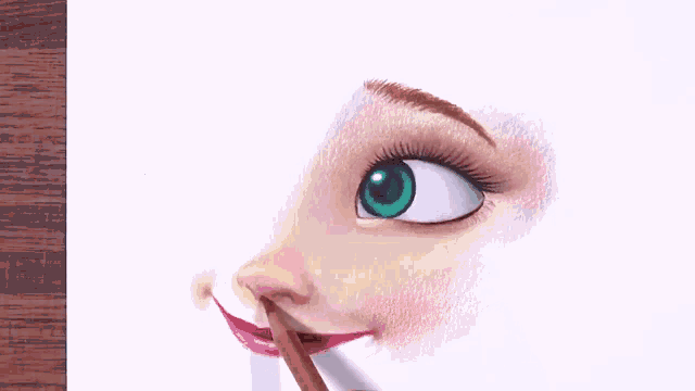 a person is drawing a girl 's face with a pencil on a piece of paper