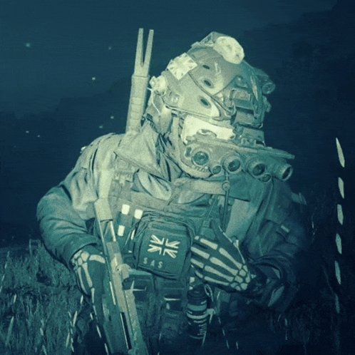 a soldier with a sas patch on his sleeve