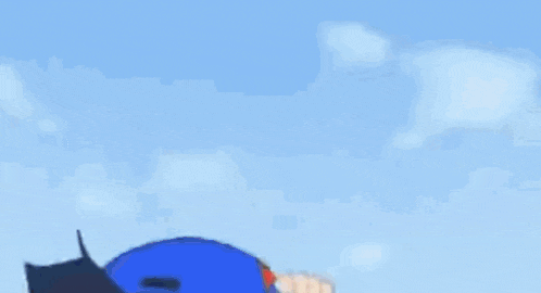 a cartoon of a boy wearing a blue hat and gloves with his eyes closed .