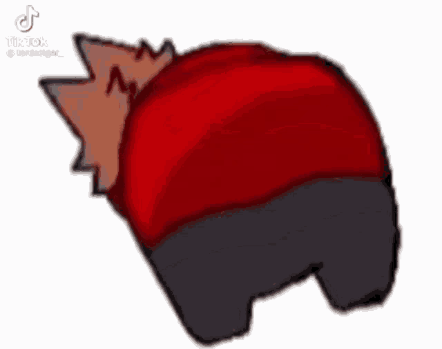 a cartoon drawing of a red object with a crown on top of it .