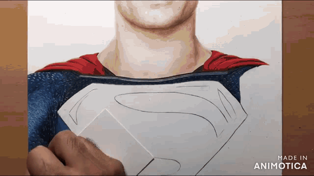 a drawing of a man in a superman costume is made in animatica