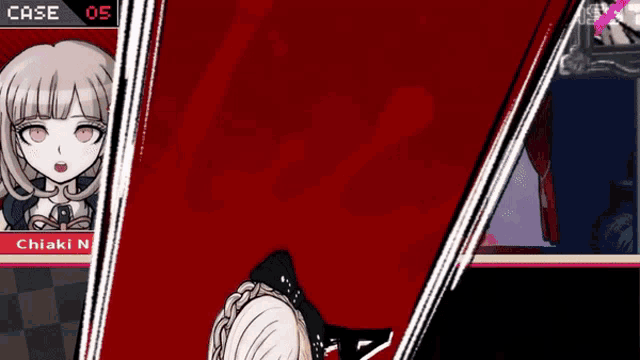 a video game screen shows a girl with the name chiaki n