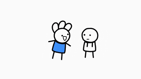 two stick figures are standing next to each other with one wearing a blue shirt
